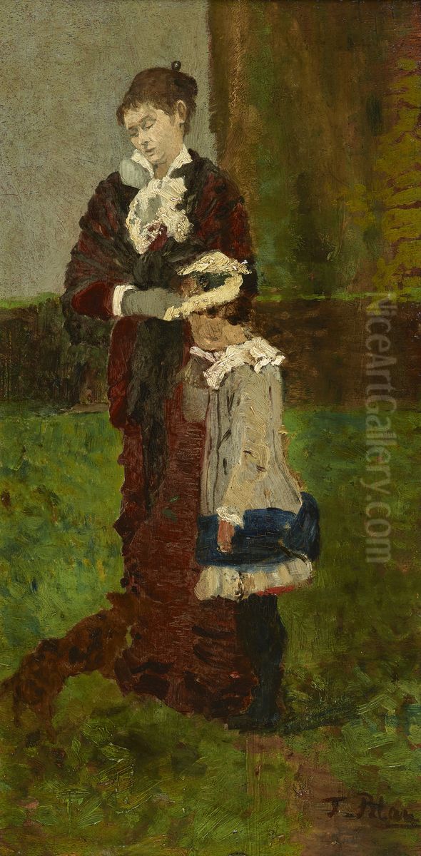 Dame mit Kind Oil Painting by Tina Blau