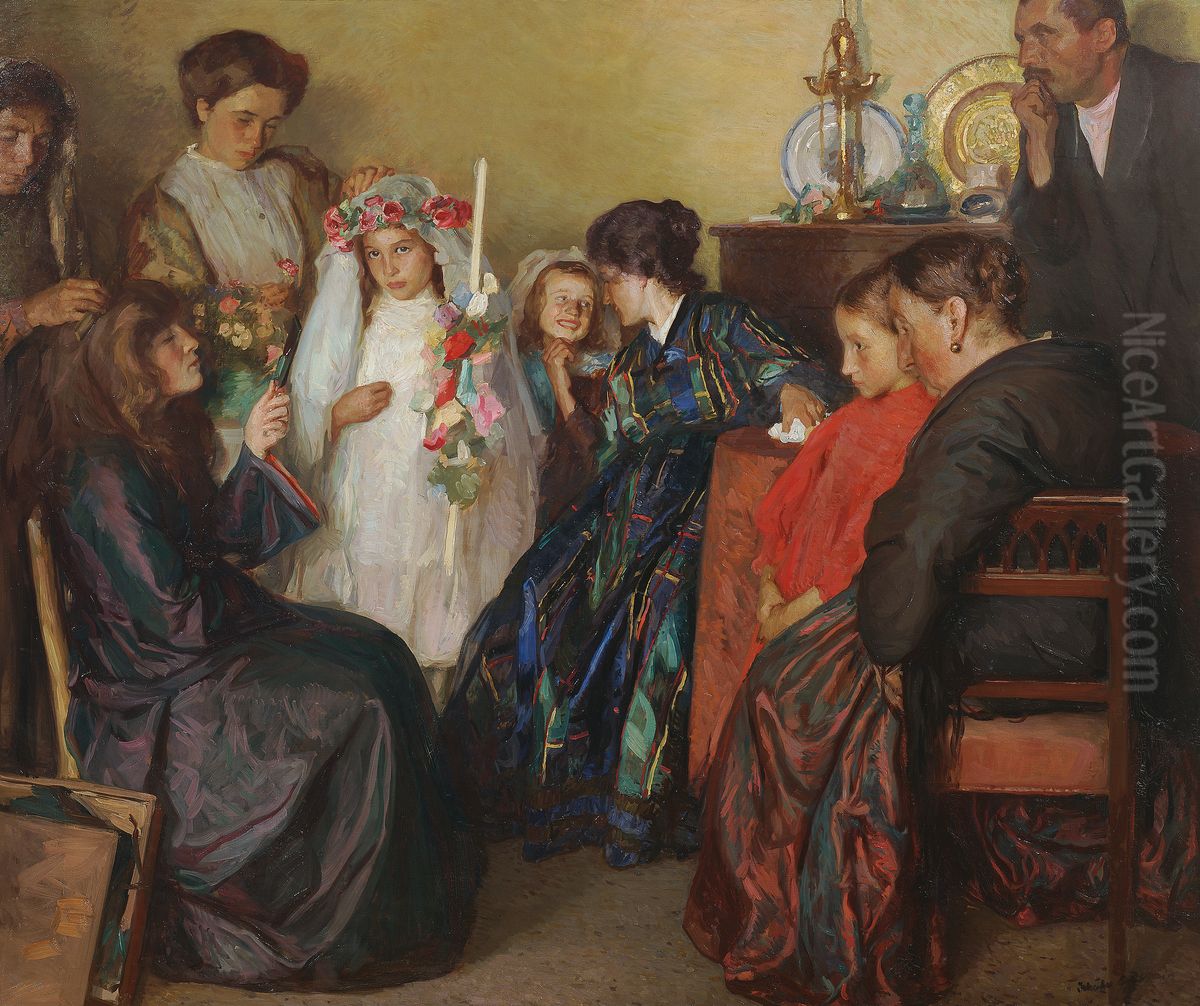 Preparation for the Feast Oil Painting by Jehudo Epstein