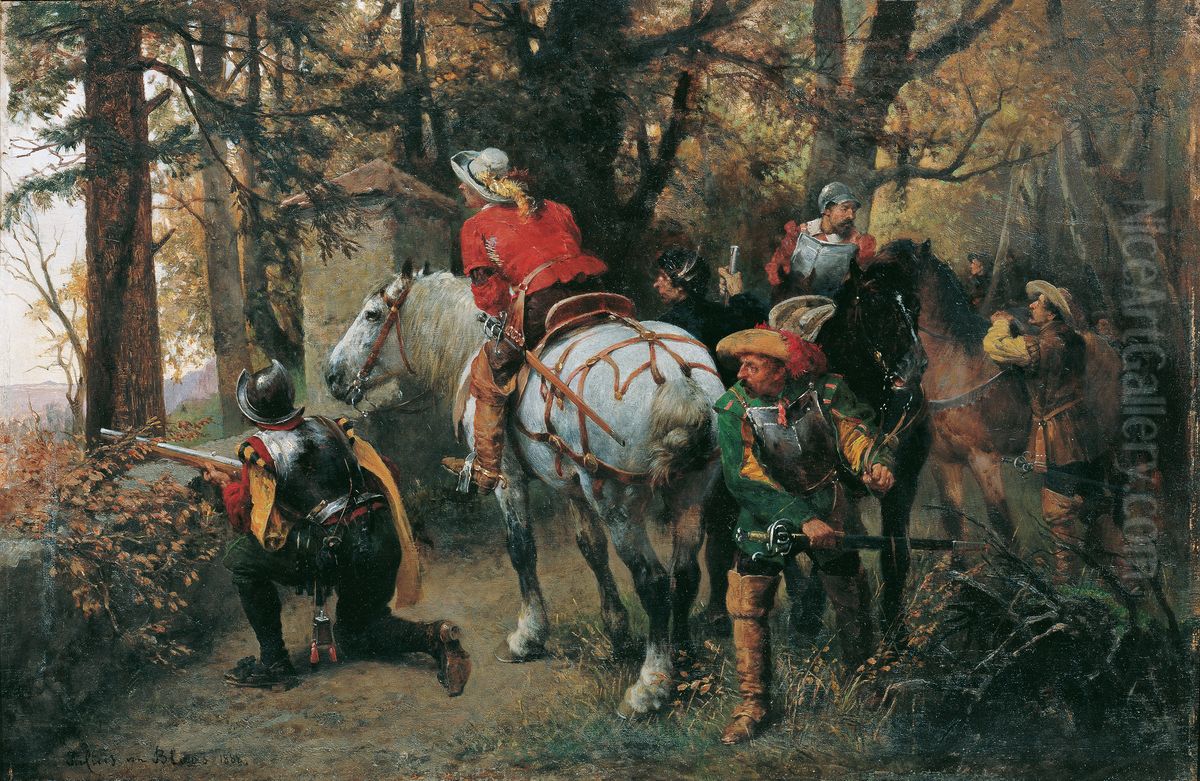 Feinderkundung Oil Painting by Julius von Blaas