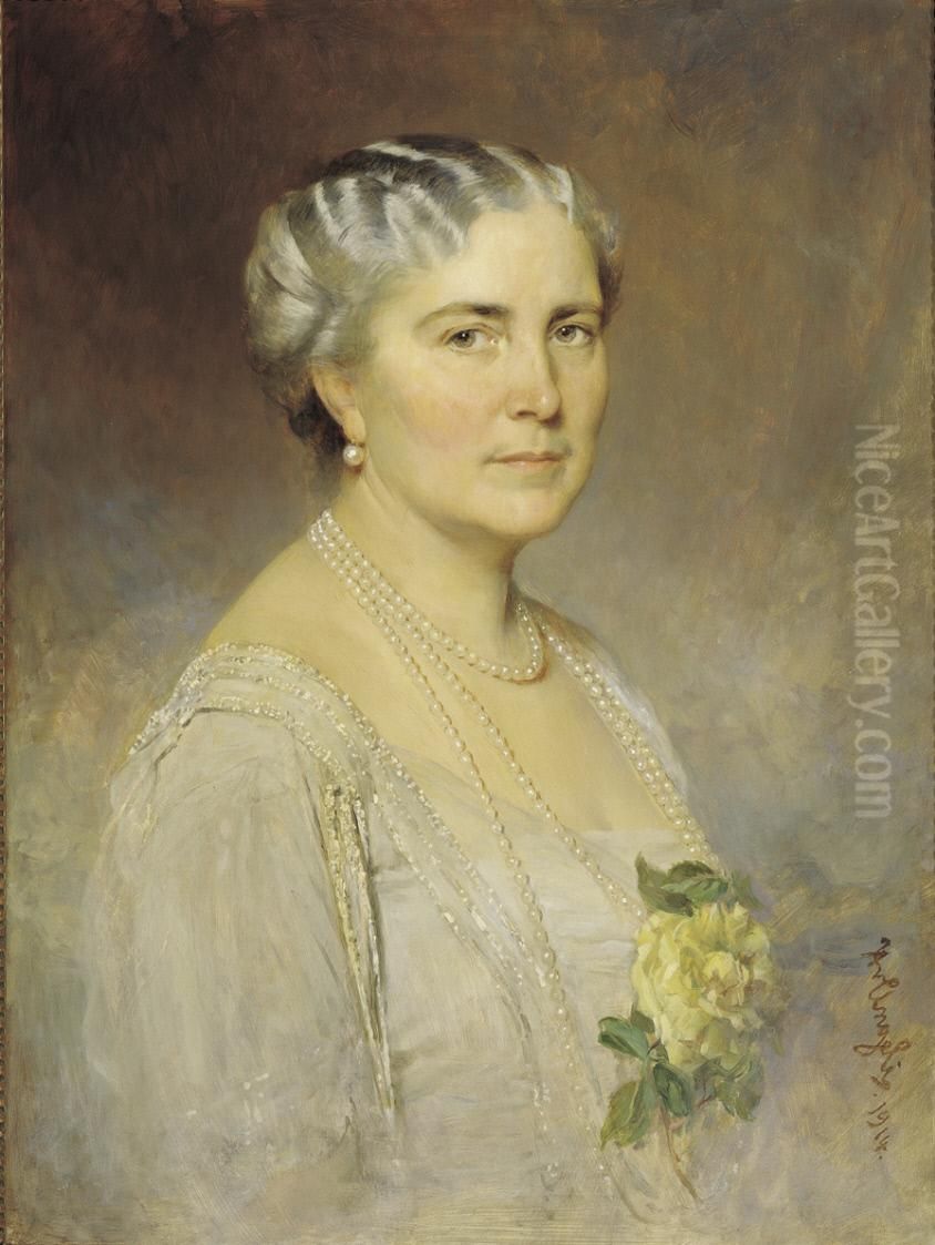 Portrait of Margarethe Grafin Lanckoronska (1863-1957) Oil Painting by Baron Heinrich von Angeli