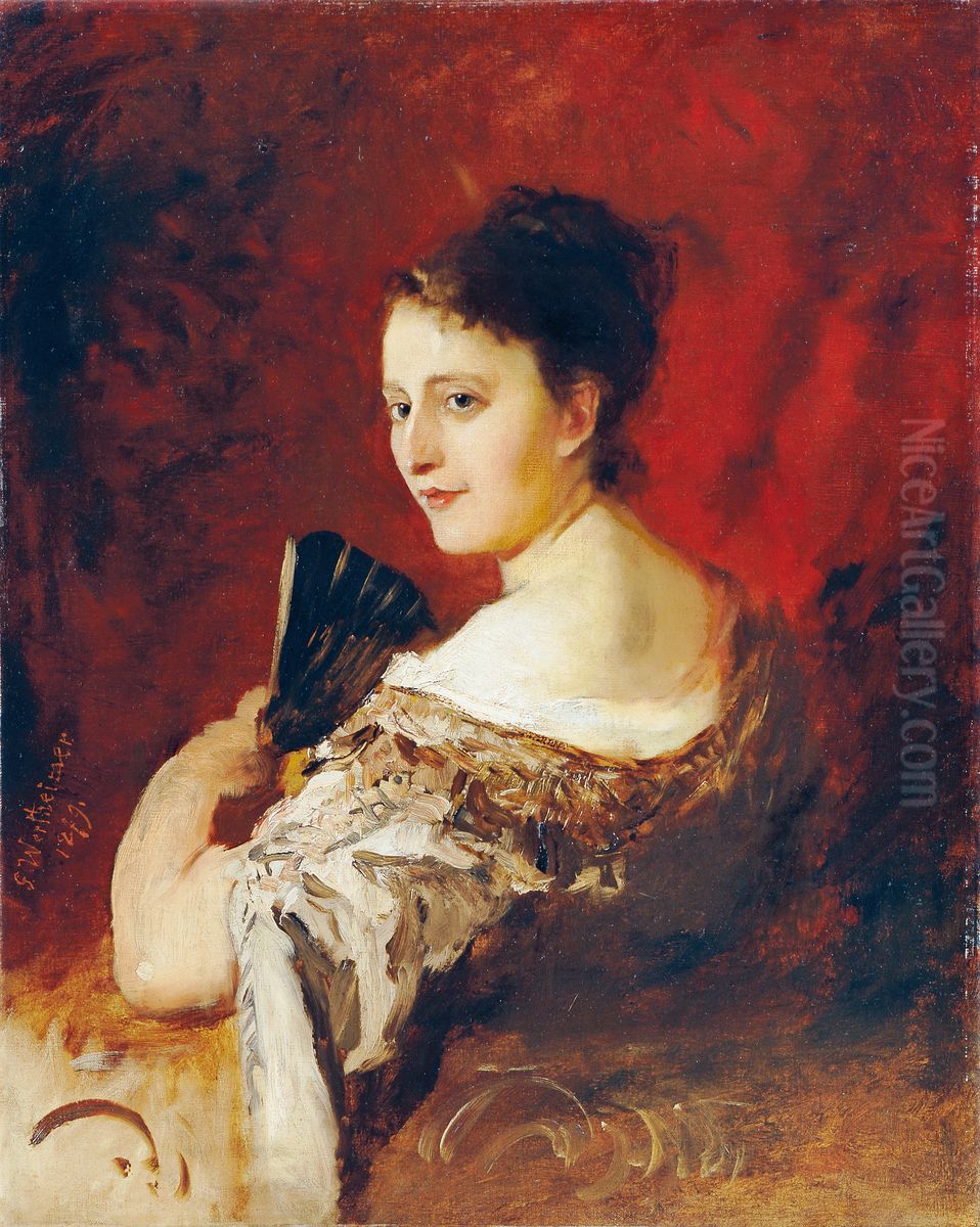 Theresia Fritz im Alter von etwa 18 Jahren Oil Painting by Gustav Wertheimer