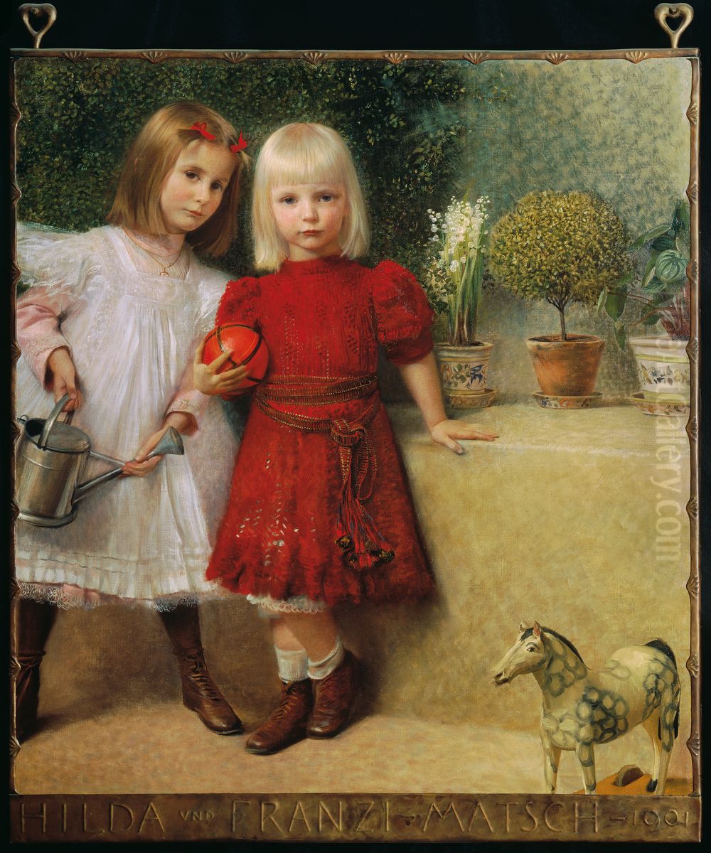 Hilda und Franzi von Matsch, die Kinder des Kunstlers Oil Painting by Franz Von Matsch