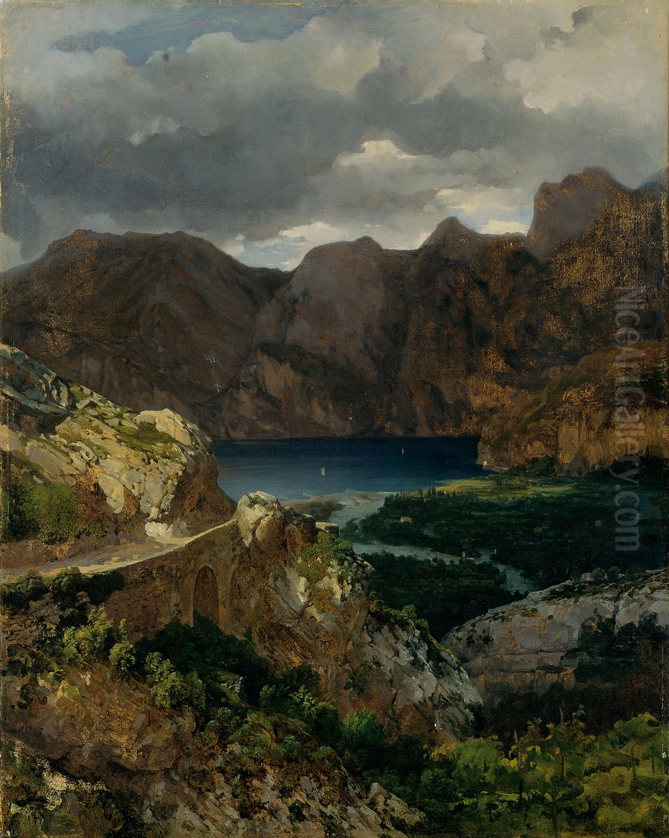 Blick auf den Gardasee Oil Painting by Thomas Ender