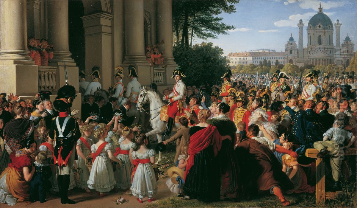 Der Einzug von Kaiser Franz I. in Wien nach dem Pariser Frieden am 16. Juni 1814 Oil Painting by Johann Peter Krafft