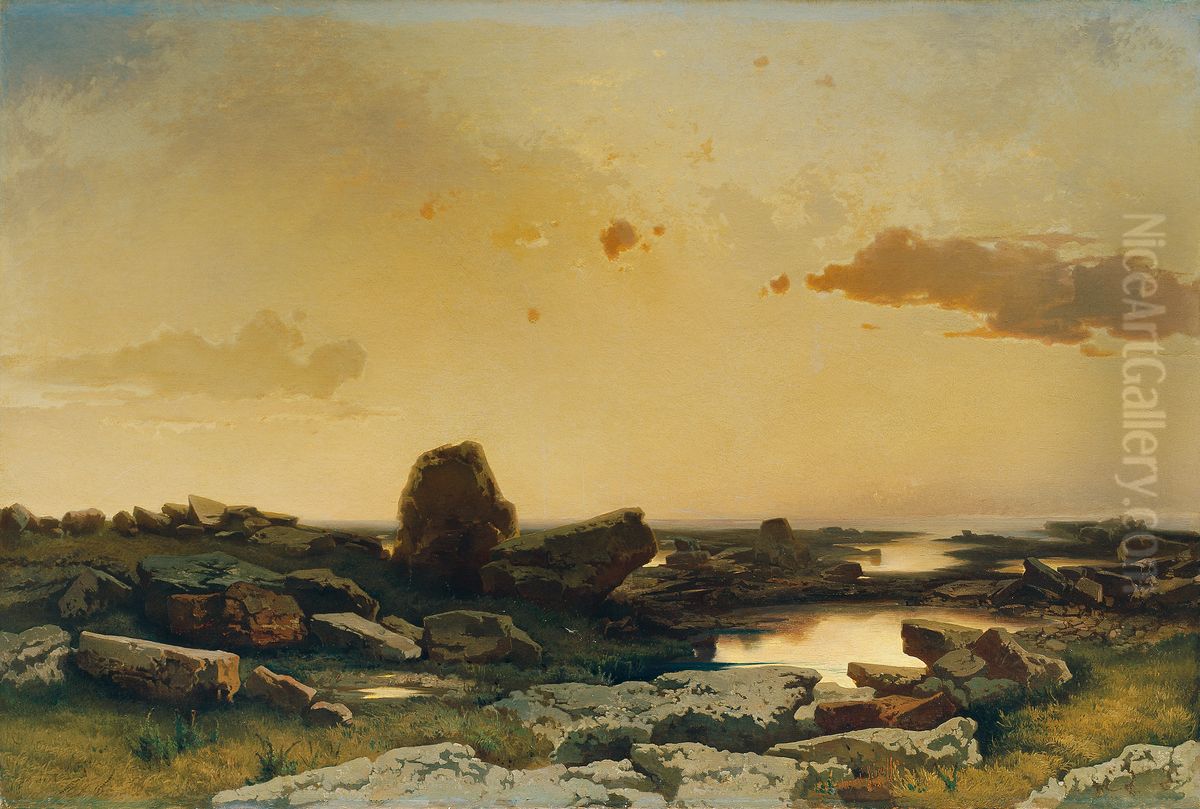 Helgoland Oil Painting by August Schaeffer von Wienwald