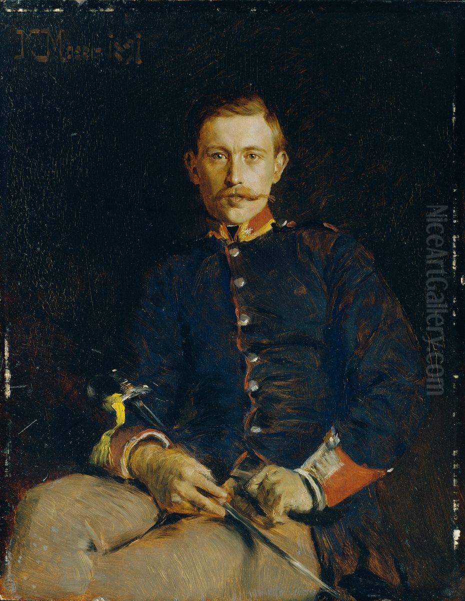 Franz Dangl in Uniform Oil Painting by Koloman Moser