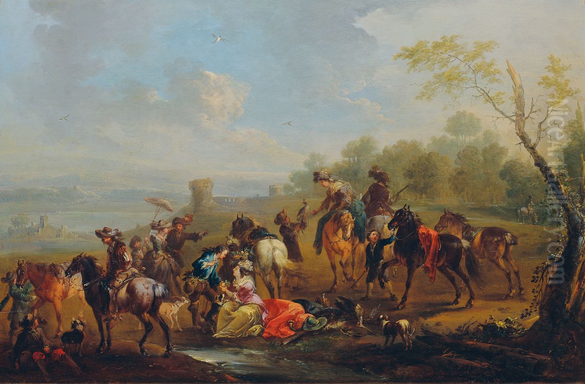 Beizerfolg auf Reiher Oil Painting by August Querfurt