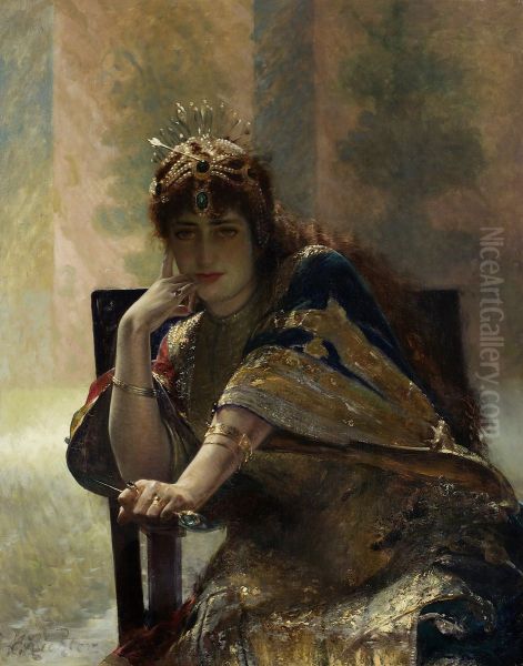 Orientalin Oil Painting by Edouard Frederic Wilhelm Richter