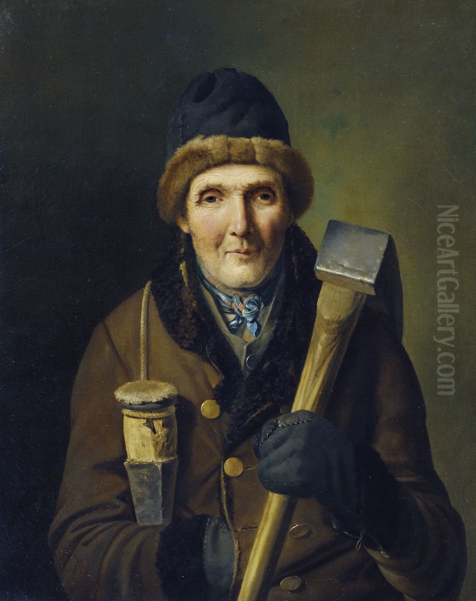 Der Holzfaller by Eduard Ritter Oil Painting by Eduard Ritter