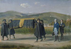 Kaiser Franz I. von Osterreich folgt dem Sarg eines Armen