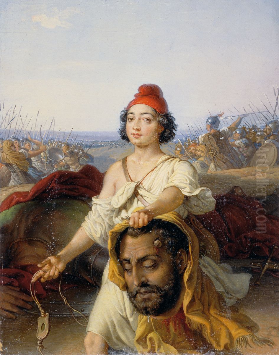 David mit dem Haupt Goliaths Oil Painting by Johann Peter Krafft