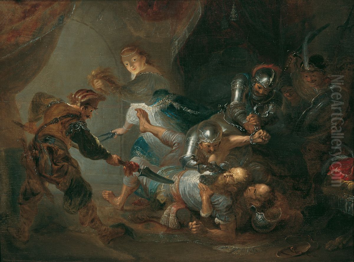 Die Blendung Simsons Oil Painting by Franz Anton Maulbertsch