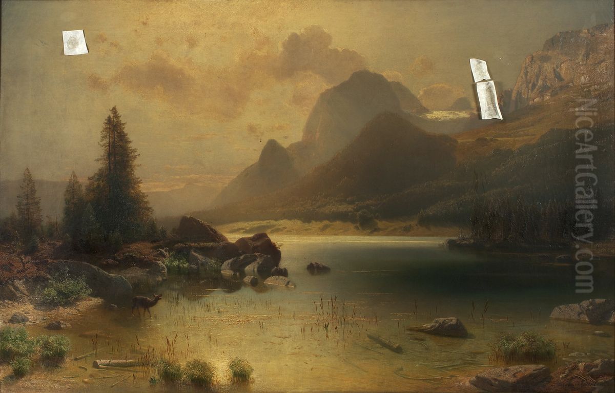 Hintersee bei Berchtesgaden Oil Painting by Eugen Jettel