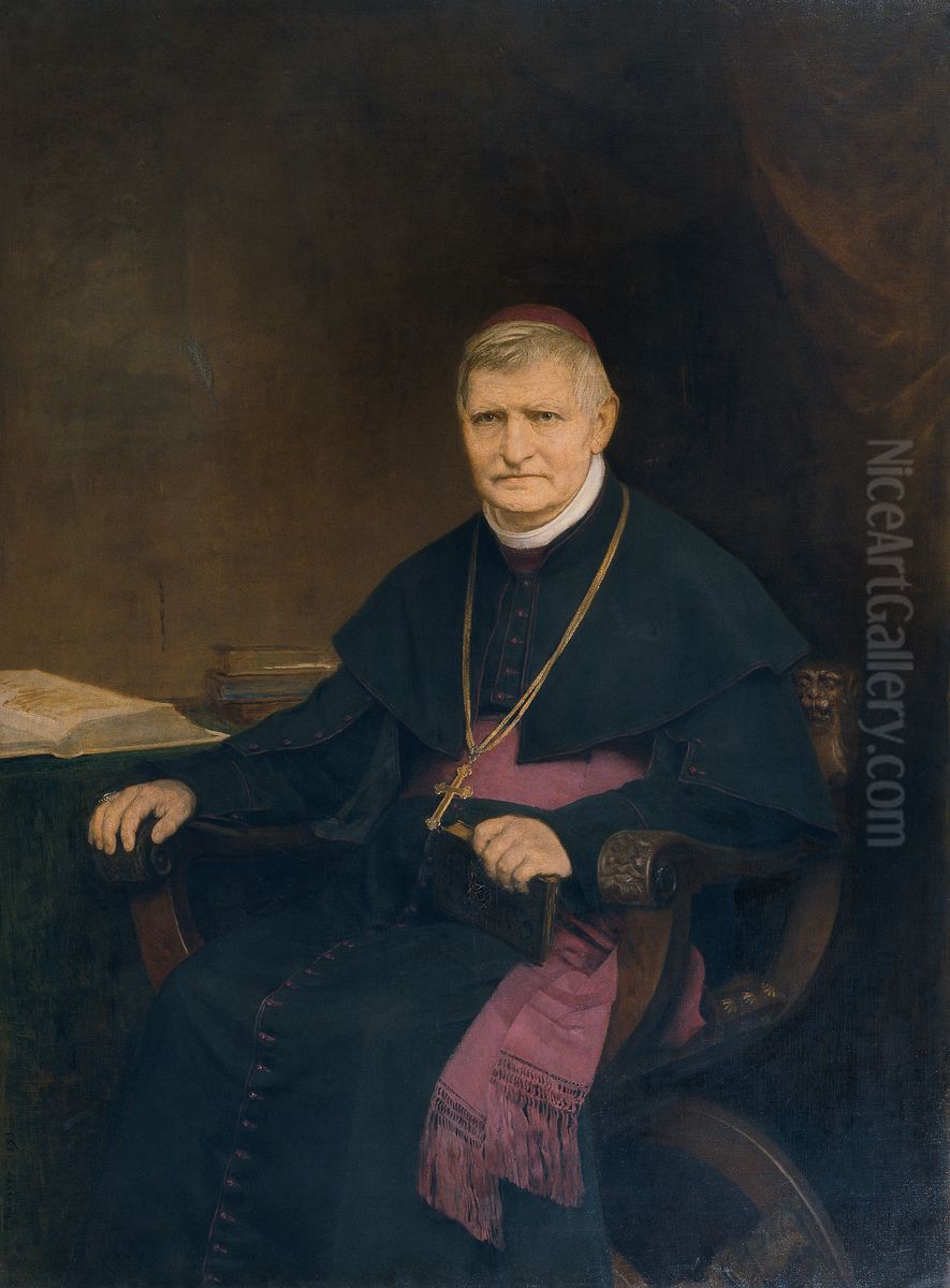 Kardinal Johann Rudolf Kutschker Oil Painting by Franz Rumpler