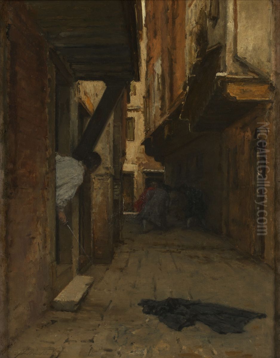 Strassenkampf Oil Painting by August von Pettenkofen