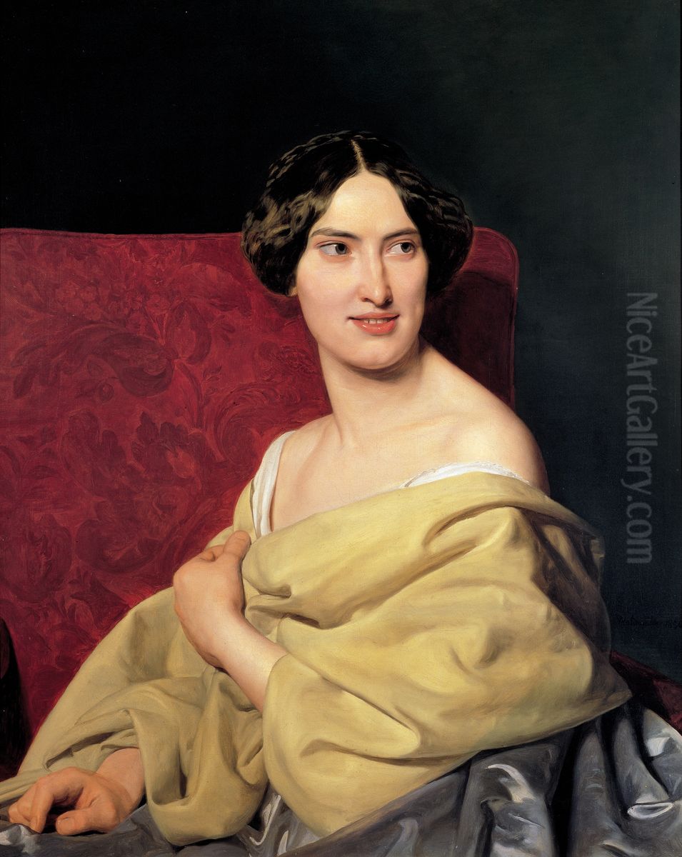 Anna Bayer, the artists second wife Oil Painting by Ferdinand Georg Waldmuller