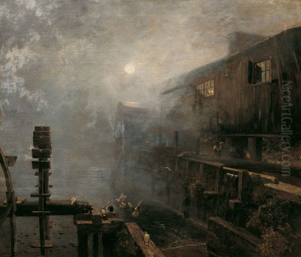 Sagemuhle im Morgennebel Oil Painting by Emil Jakob Schindler