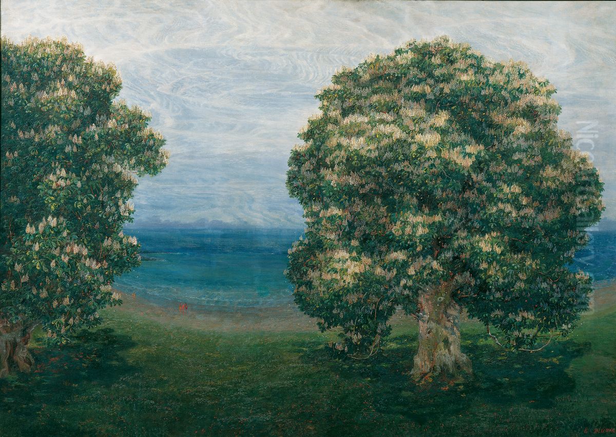 Blooming Chestnut Trees Oil Painting by Emilie Mediz-Pelikan