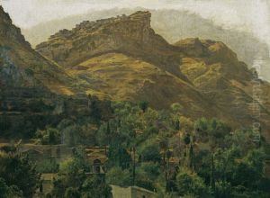 Blick zur Bergstadt Mola bei Taormina