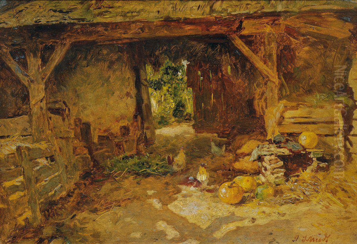 Hofinterieur aus dem Marchfeld Oil Painting by Anton Schrodl