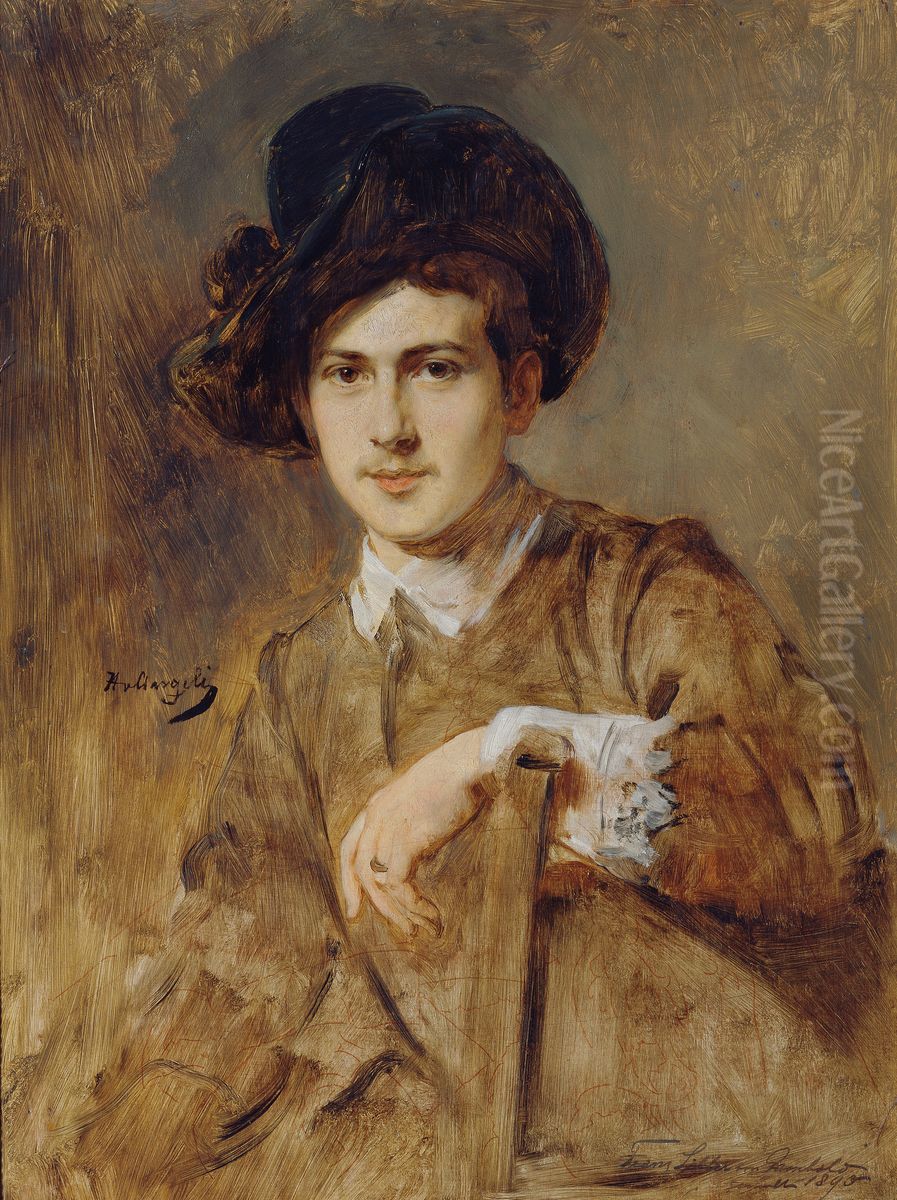 Franz Ritter von Gambold Oil Painting by Baron Heinrich von Angeli