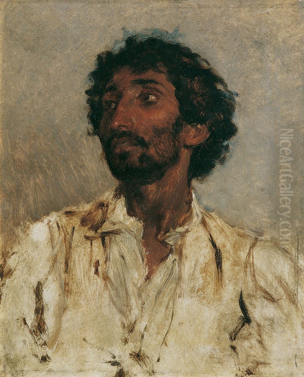 Brustbild eines Zigeuners Oil Painting by August von Pettenkofen