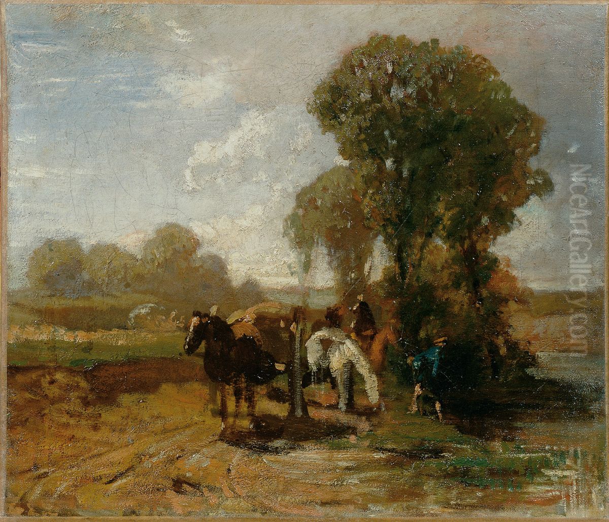Halt an der Tranke Oil Painting by Hans von Marees