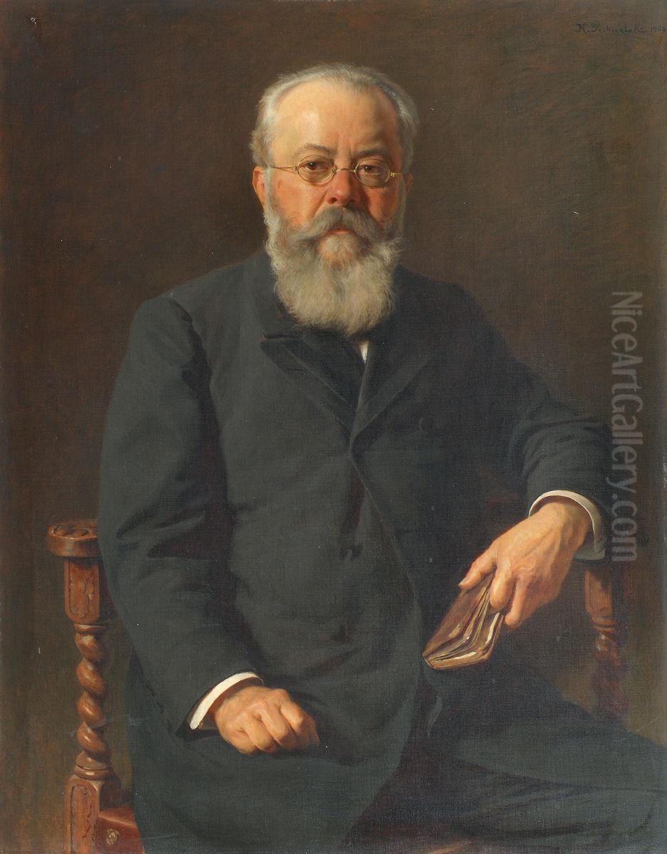 Dr. Wilhelm Ritter von Hartel Oil Painting by Kazimierz Pochwalski