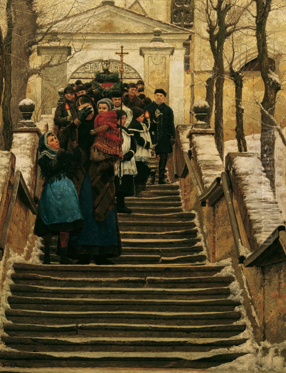 Winter Oil Painting by Wilhelm Bernatzik