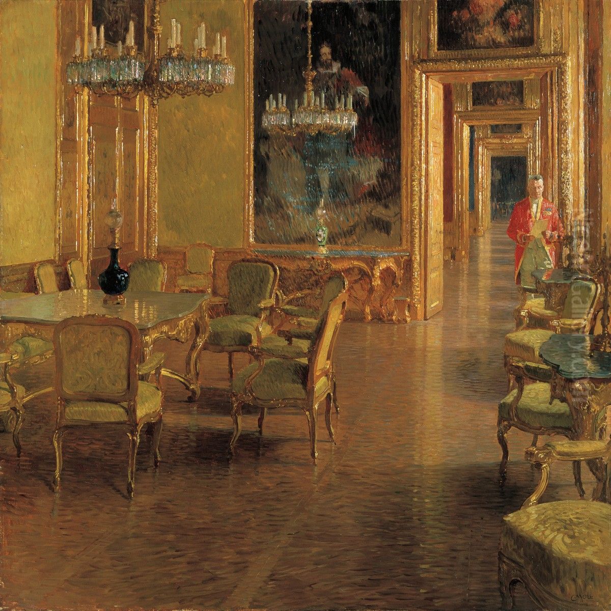 Interior at the Winter Palace of Prince Eugene of Savoy (1663-1736), Himmelpfortgasse, Vienna Oil Painting by Carl Moll