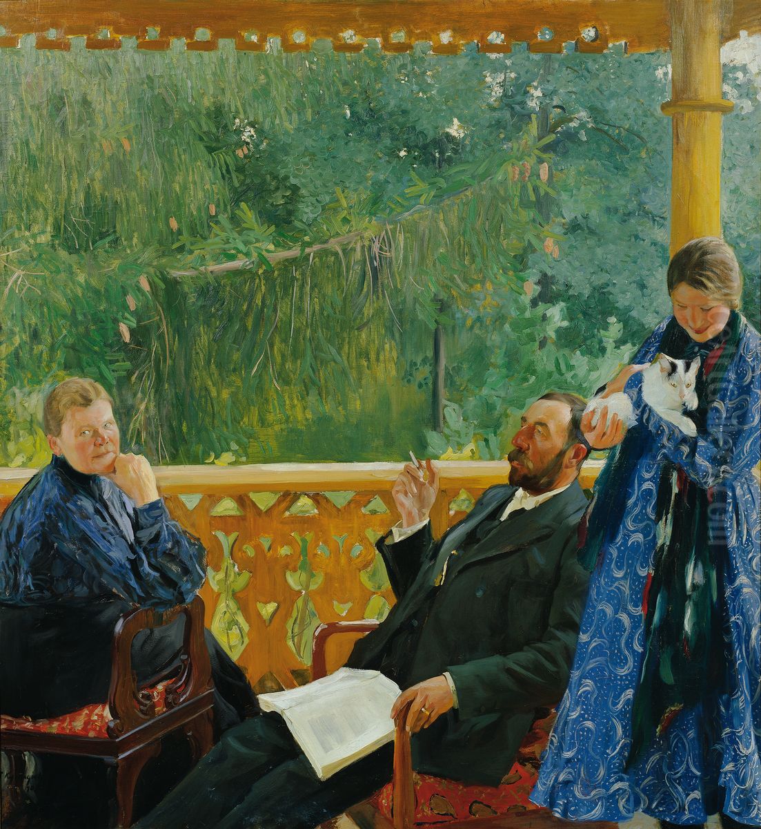 Portrait of the Polenow Family Oil Painting by Boris Kustodiev