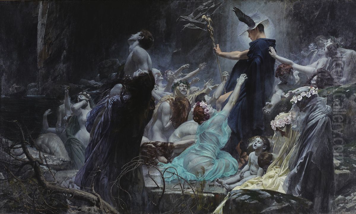 Die Seelen am Acheron Oil Painting by Adolf Hiremy-Hirschl