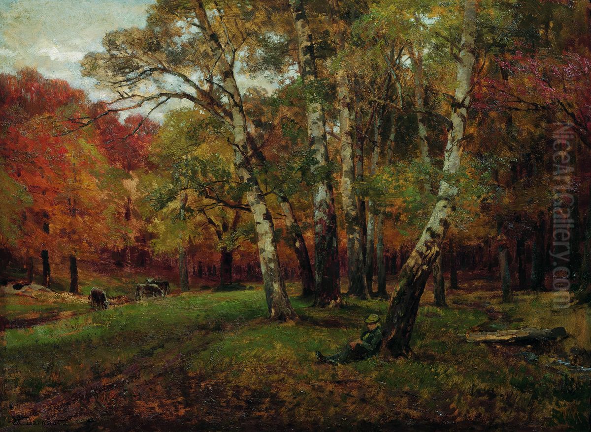 Landschaft mit Birken Oil Painting by Hugo Darnaut