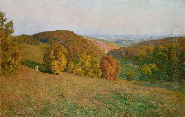 Wien vom Kobenzl aus Oil Painting by Max Suppantschitsch
