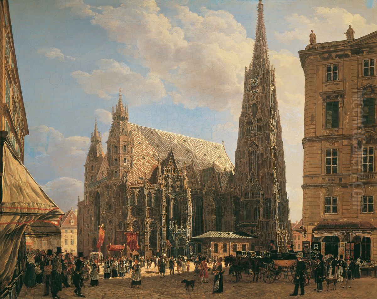 St. Stephen's Cathedral in Vienna Oil Painting by Rudolf von Alt