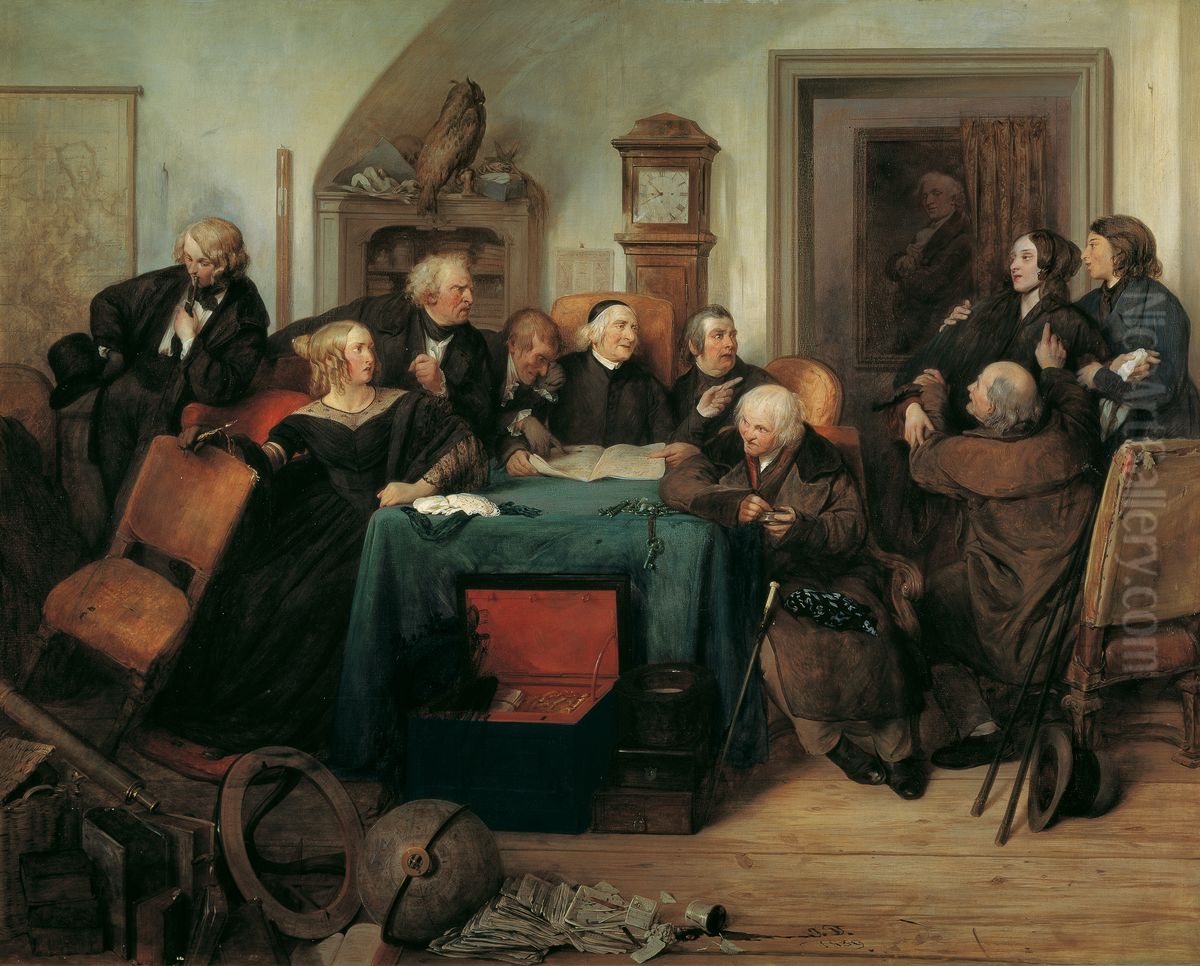 Die Testamentseroffnung Oil Painting by Josef Franz Danhauser