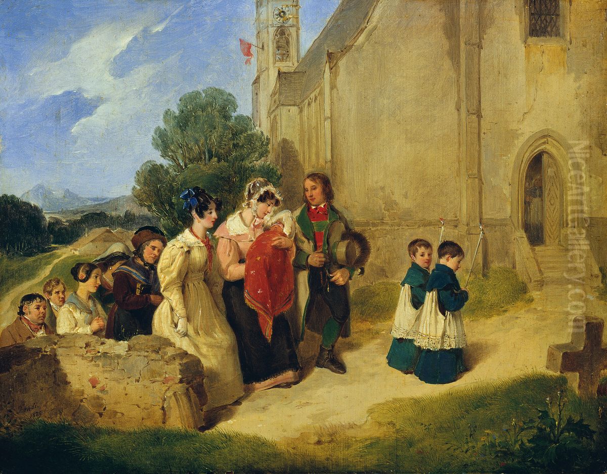 The Baptism Procession Oil Painting by Peter Fendi