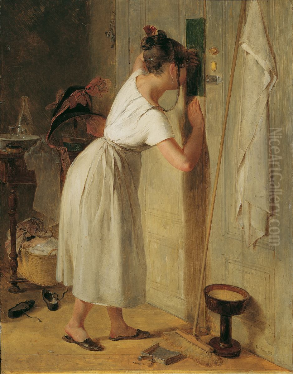 Sneaking a peek Oil Painting by Peter Fendi