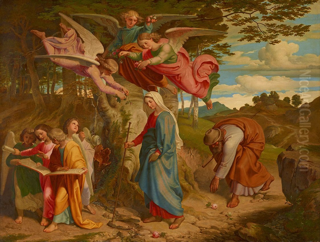 Mary's Passage Across the Mountains Oil Painting by Joseph von Fuhrich