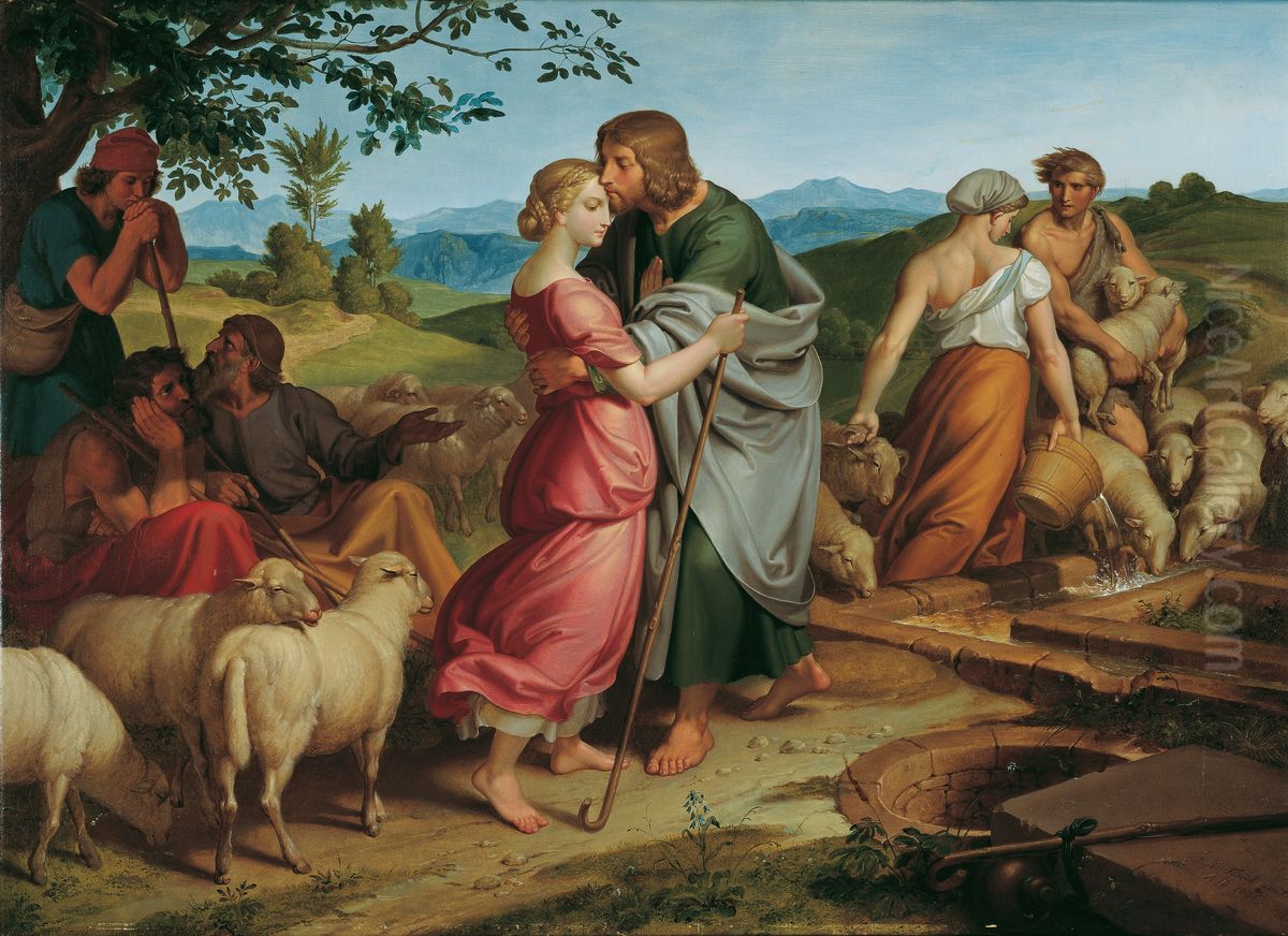 Jakob begegnet Rahel bei den Herden ihres Vaters Oil Painting by Joseph von Fuhrich