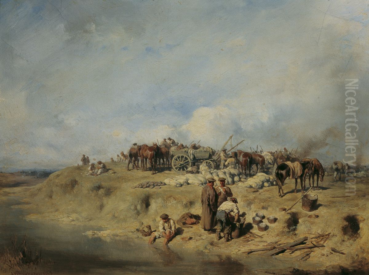 Biwak russischer Soldaten Oil Painting by August von Pettenkofen