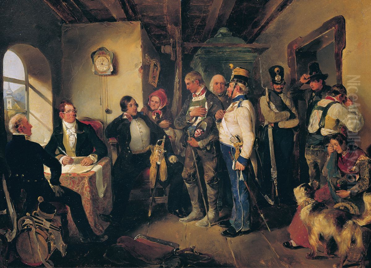 The Recruitment Oil Painting by Carl Schindler