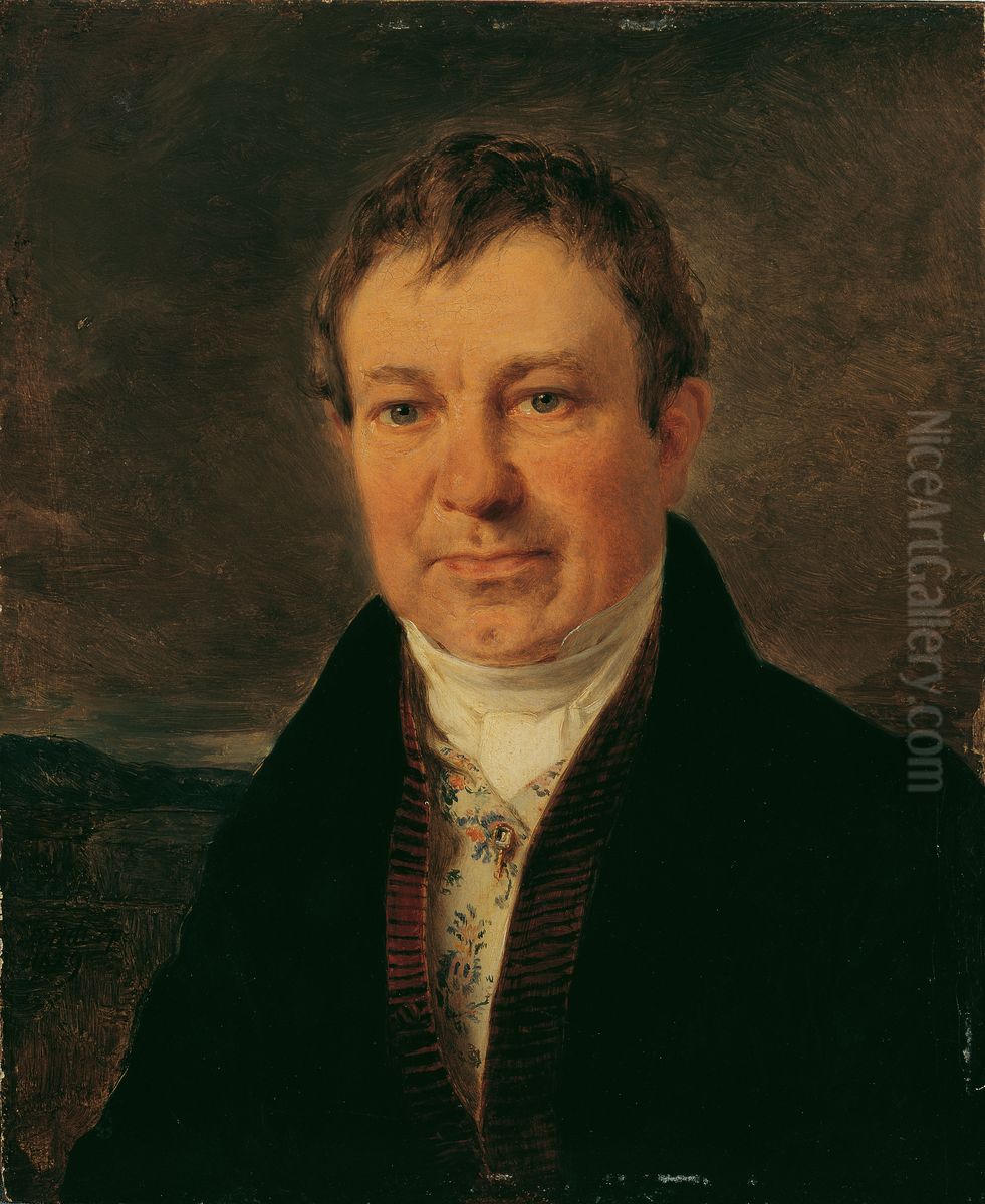 The Writer August Rockert Oil Painting by Peter Fendi