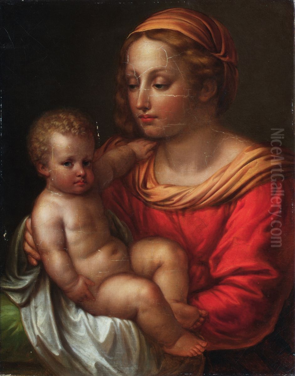 Madonna with Child Oil Painting by Josef Abel