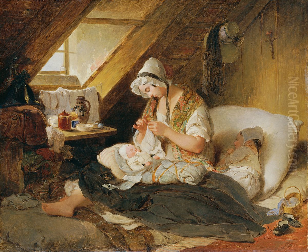 Die arme Offizierswitwe Oil Painting by Peter Fendi