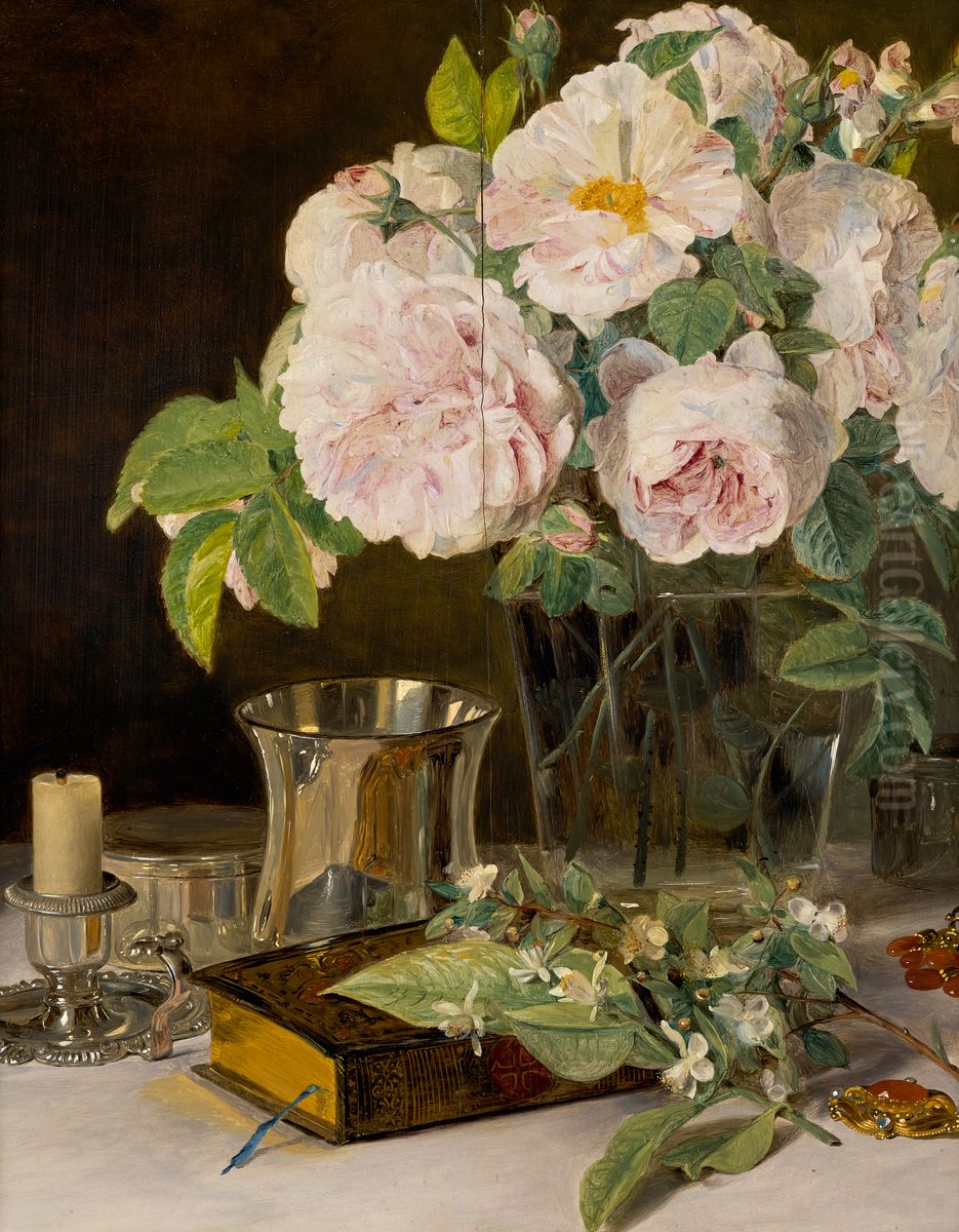 Rosen im Glas Oil Painting by Ferdinand Georg Waldmuller