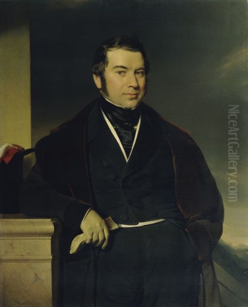 Herr mit Zylinder und Handschuh Oil Painting by Franz Eybl