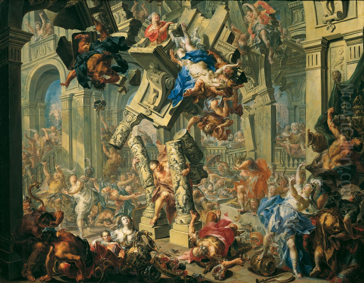 Samsons Rache Oil Painting by Johann Georg Platzer