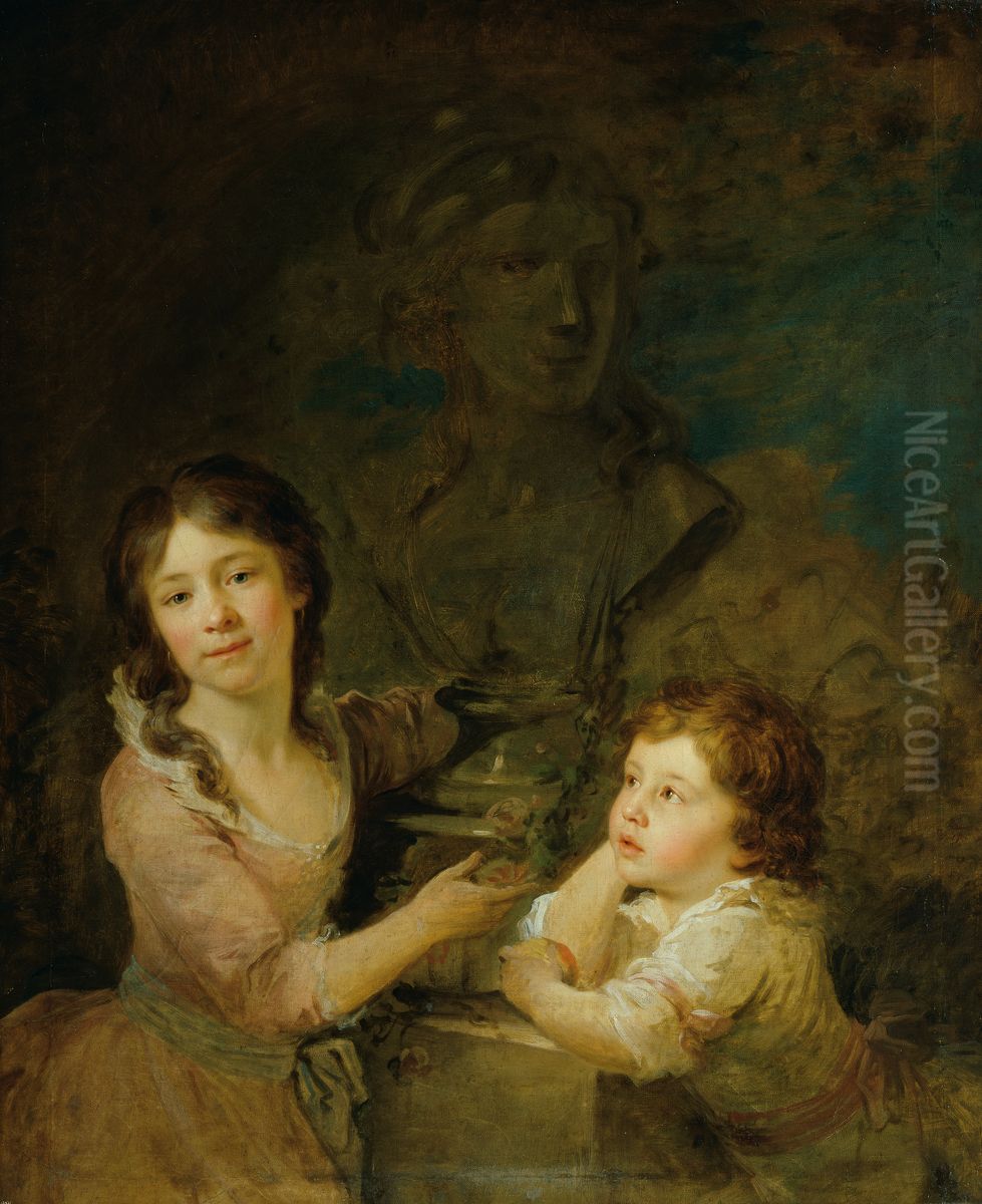 Zwei Kinder aus der Familie der Grafen Thomatis Oil Painting by Johann Baptist von Lampi the Elder