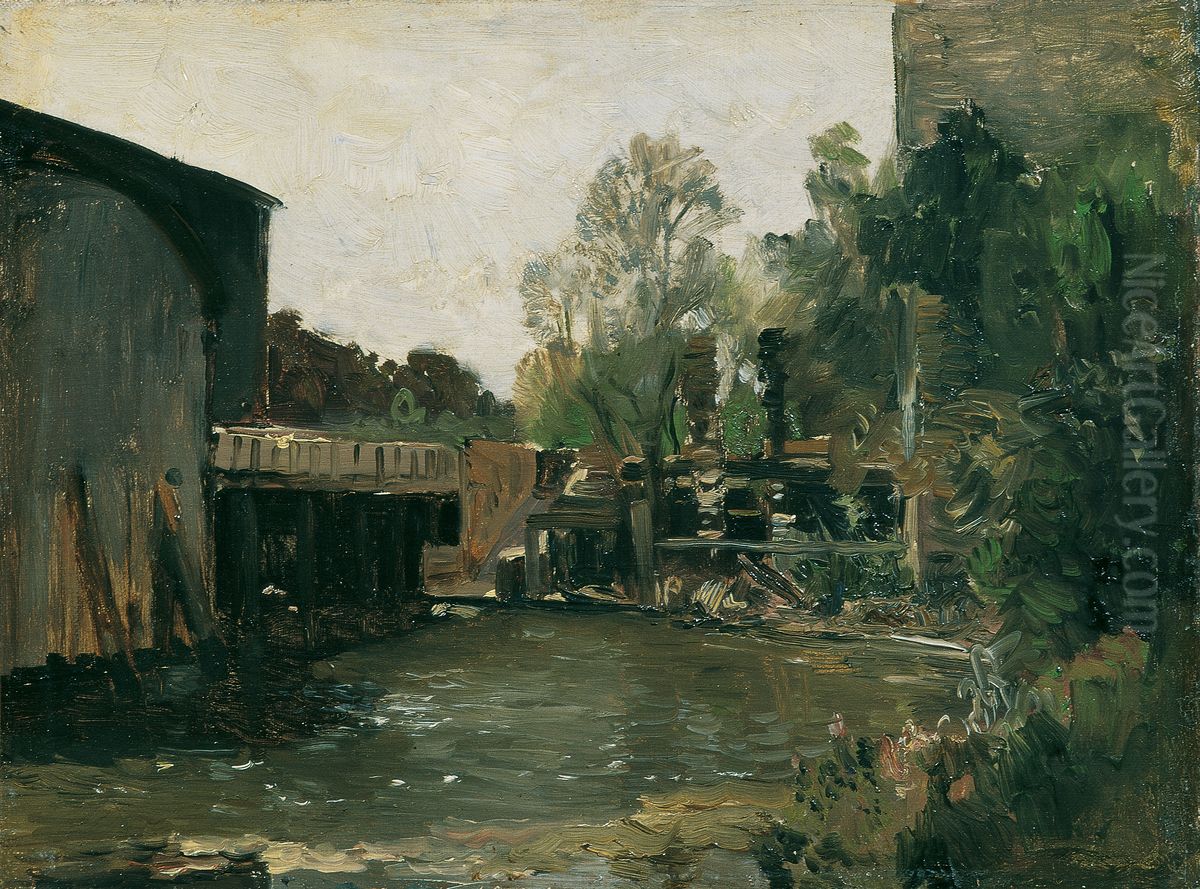 Muhlwehr in Plankenberg Oil Painting by Emil Jakob Schindler